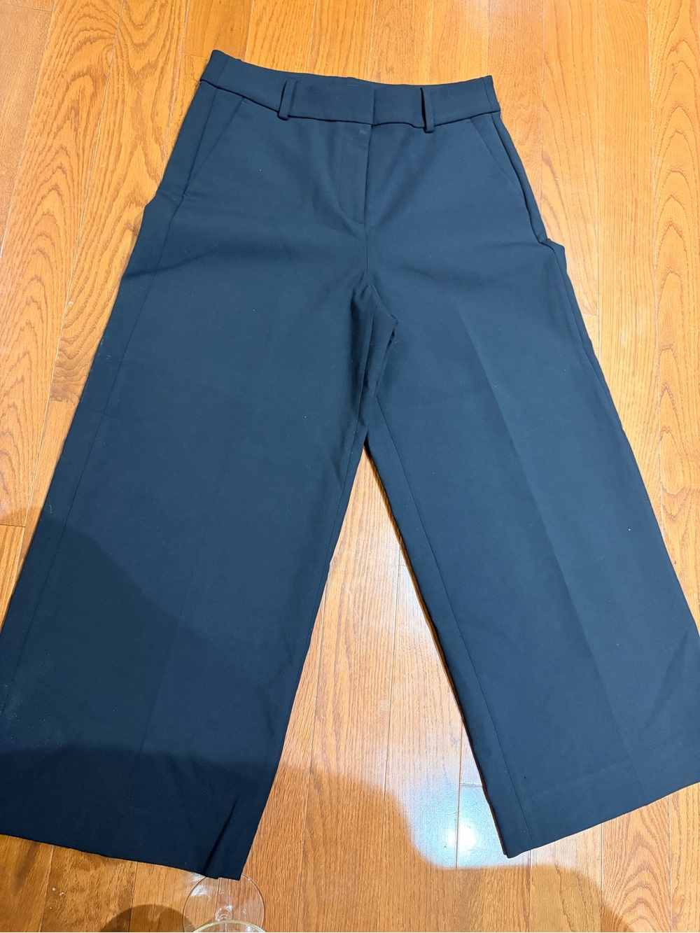 J. Crew Black Cropped Wide-Leg Trousers